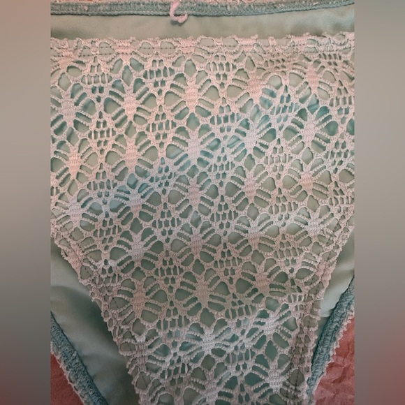 Berlook Mesh Tropical Teal String Bikini bottom, size large - Picture 5 of 6